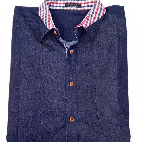 COOFANDY Men's Navy Casual Button Down Shirt - Picture 10 of 10